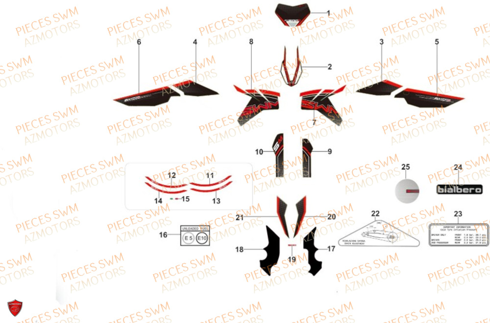 Decors SWM Pieces SWM Origine SM 500R EURO5 VaTM 2024
