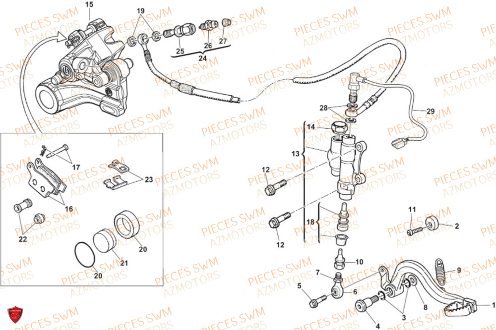 Frein Arriere SWM Pieces SWM Origine SM 500R EURO5 VaTM 2024
