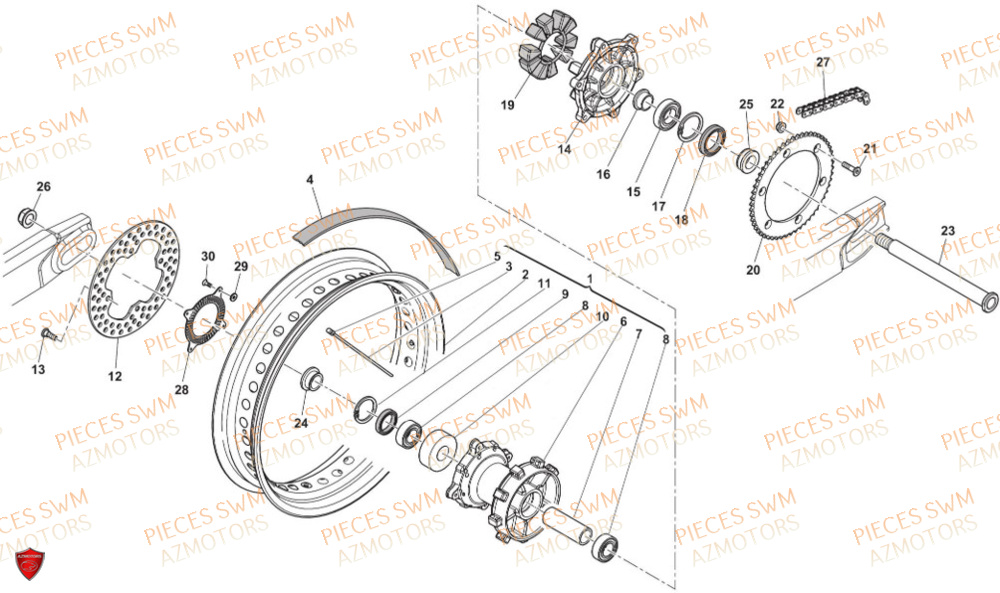 Roue Arriere SWM Pieces SWM Origine SM 500R EURO5 VaTM 2024
