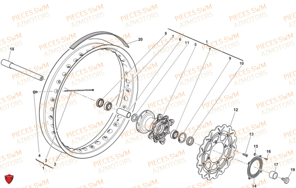 Roue Avant SWM Pieces SWM Origine SM 500R EURO5 VaTM 2024

