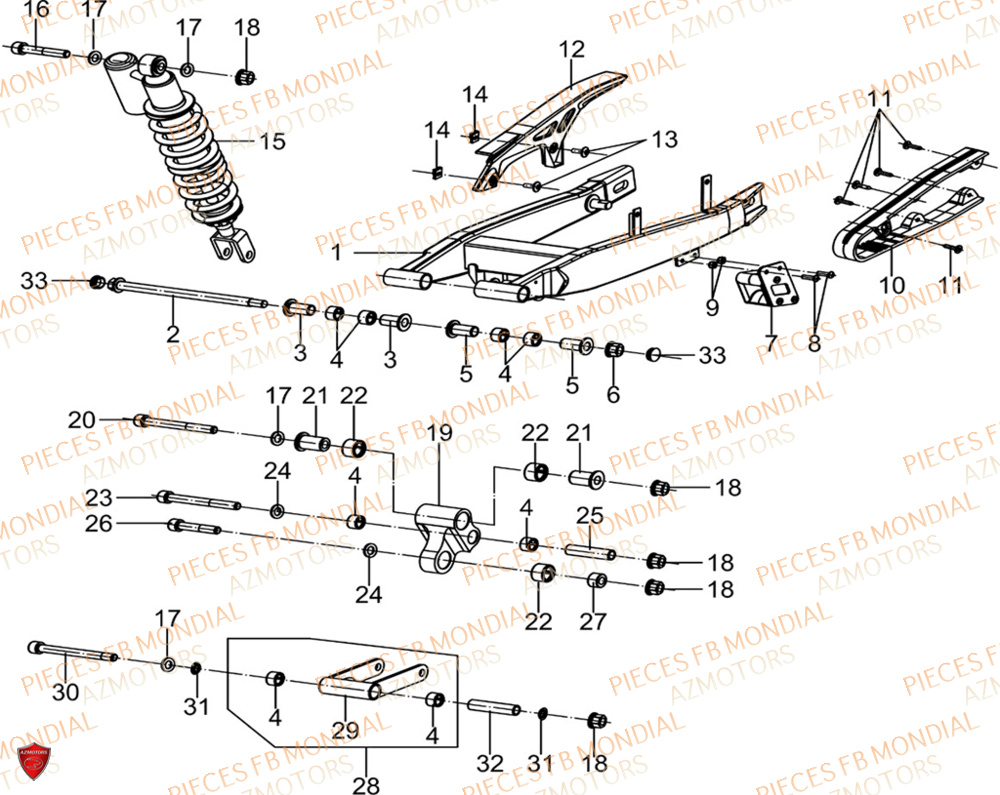 Bras Oscillant FB MONDIAL Pieces SMX 125 ENDURO EU V