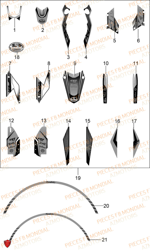 Decors Jaune FB MONDIAL Pieces SMX 125 ENDURO EU V