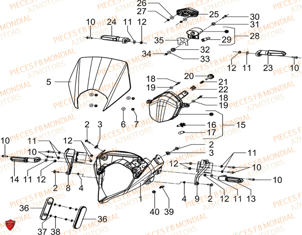 Feux FB MONDIAL Pieces SMX 125 ENDURO EU V