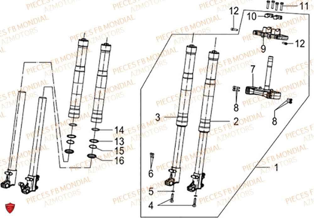Fourche FB MONDIAL Pieces SMX 125 ENDURO EU V