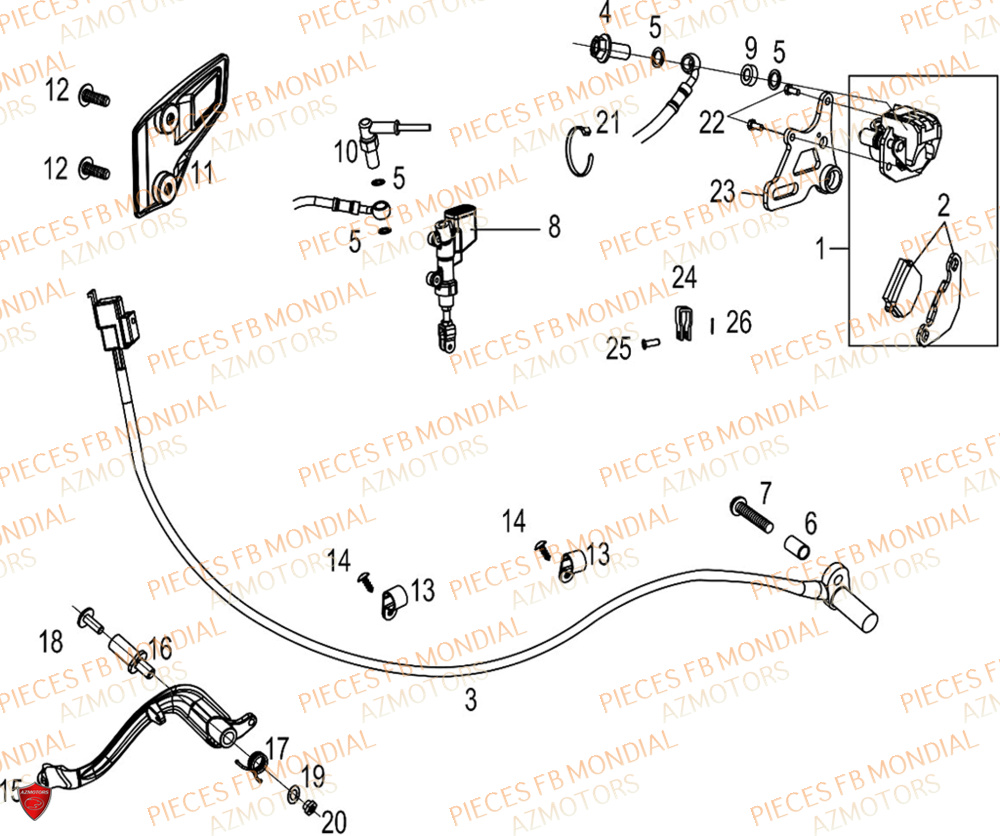 Frein Arriere FB MONDIAL Pieces SMX 125 ENDURO EU V