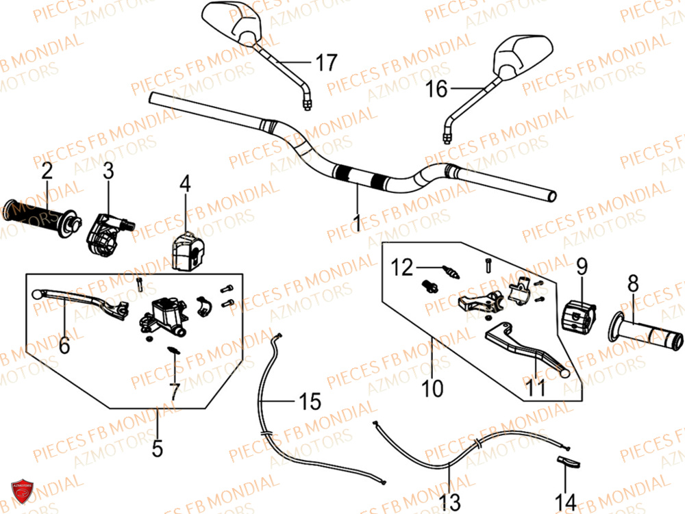 Guidon FB MONDIAL Pieces SMX 125 ENDURO EU V