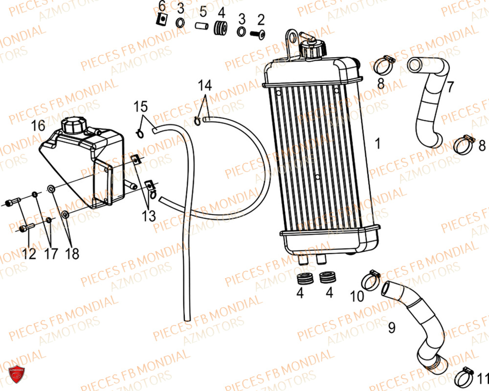 Radiateur FB MONDIAL Pieces SMX 125 ENDURO EU V