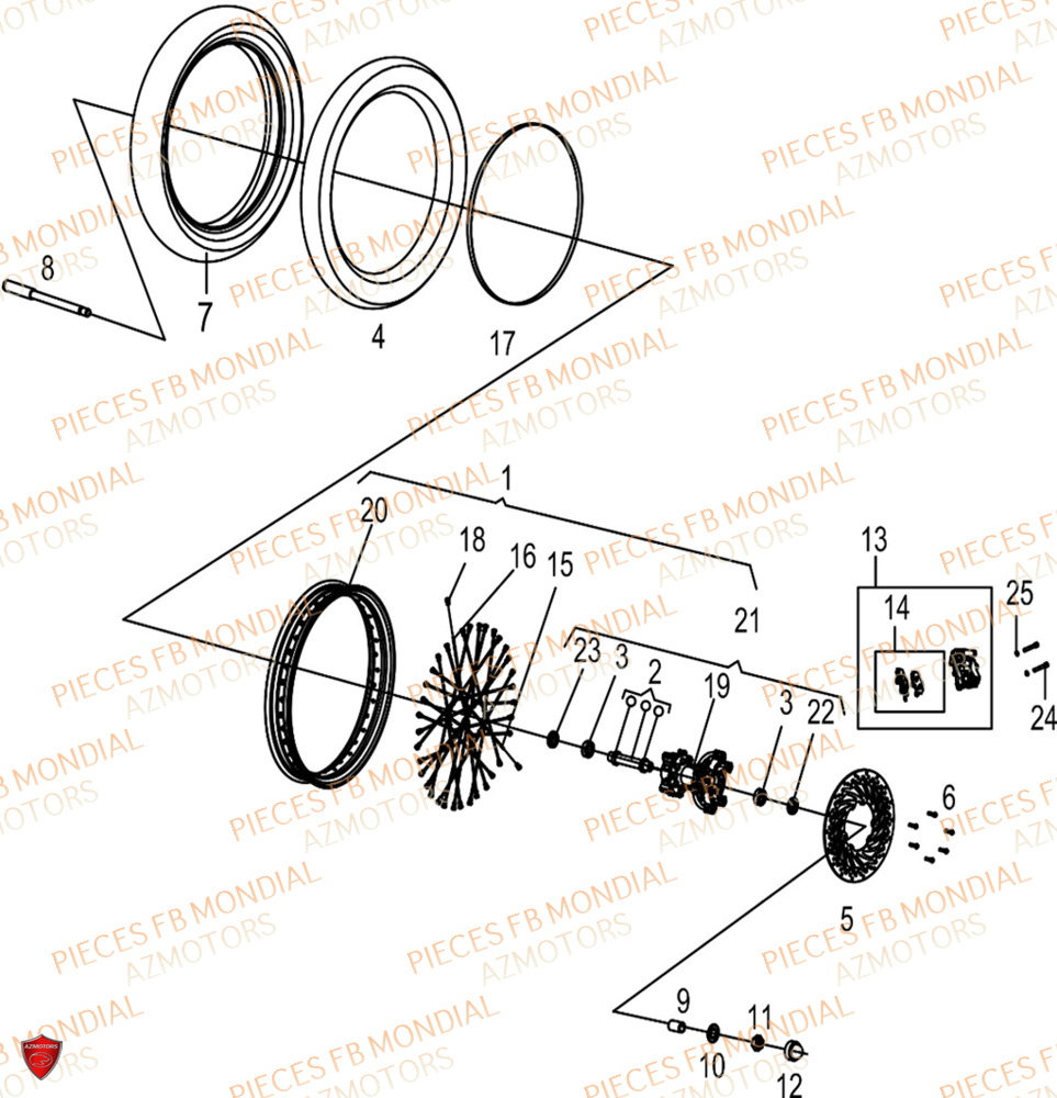 Roue Avant FB MONDIAL Pieces SMX 125 ENDURO EU V