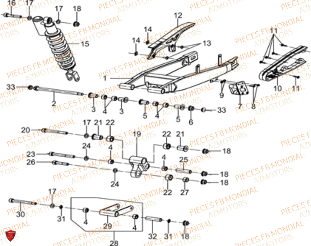 Bras Oscillant FB MONDIAL Pieces SMX 125 MOTARD EU V
