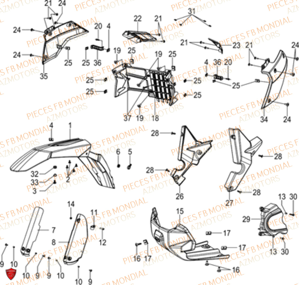 Carenage Avant FB MONDIAL Pieces SMX 125 MOTARD EU V