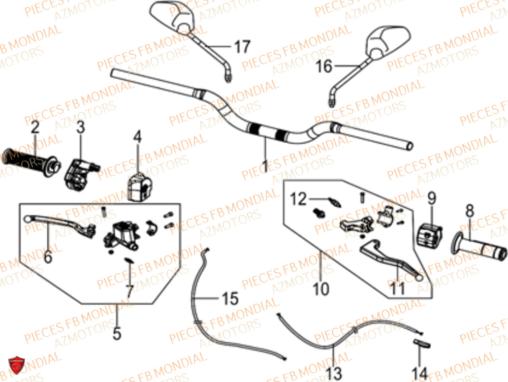 Guidon FB MONDIAL Pieces SMX 125 MOTARD EU V