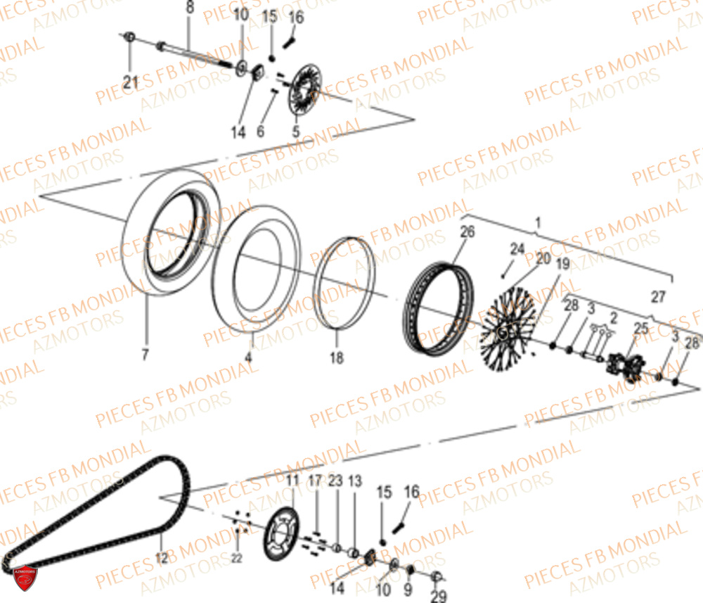 Roue Arriere FB MONDIAL Pieces SMX 125 MOTARD EU V