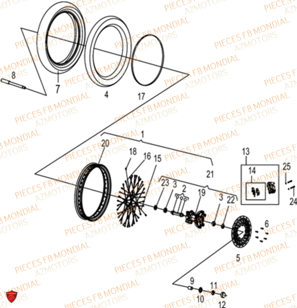 Roue Avant FB MONDIAL Pieces SMX 125 MOTARD EU V
