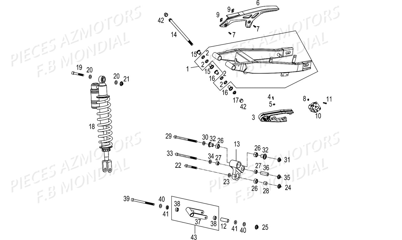 Bras Oscillant FB MONDIAL Pieces SMX 125 ENDURO EU IV FB Mondial Origine