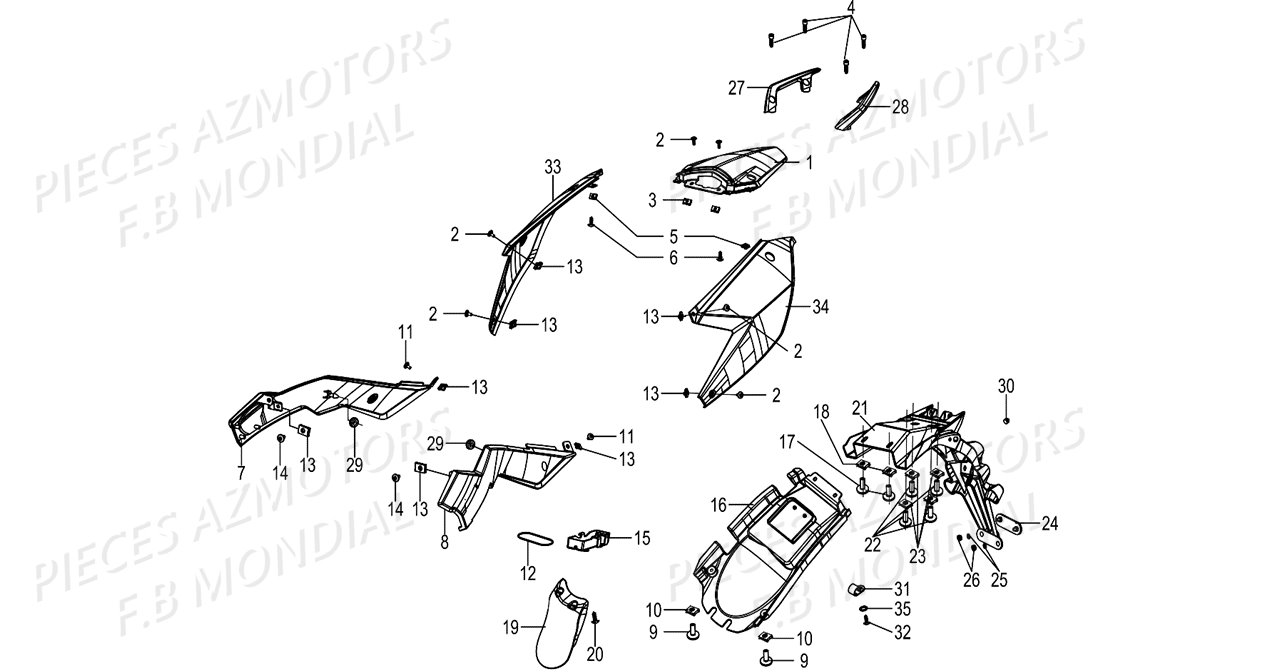 CARENAGES_GARDE_BOUE_ARRIERE FB MONDIAL Pieces SMX 125 ENDURO EU4 FB Mondial Origine