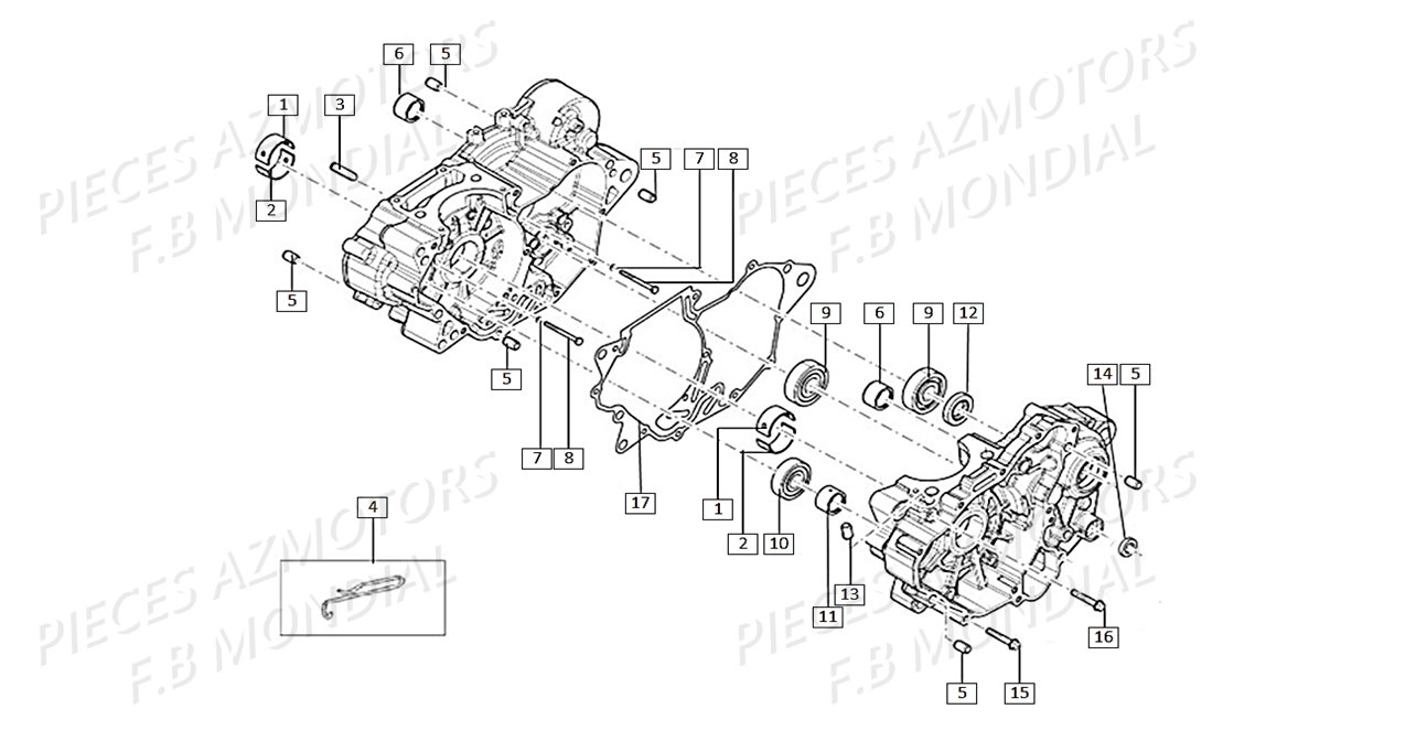 Carters Moteur Coussinets Roulements FB MONDIAL Pieces SMX 125 ENDURO EU IV FB Mondial Origine