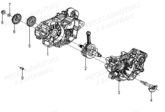 Carters Moteur Vilebrequin FB MONDIAL Pieces SMX 125 ENDURO EU IV FB Mondial Origine