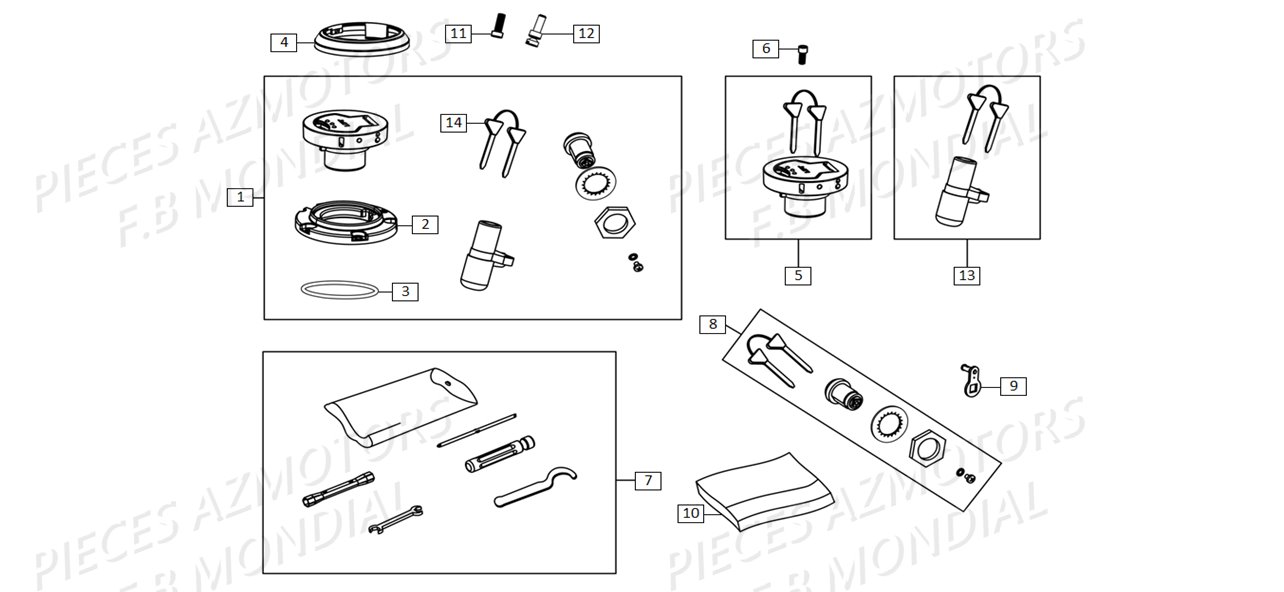 Contacteur A Cle Kit Barillets FB MONDIAL Pieces SMX 125 ENDURO EU IV FB Mondial Origine