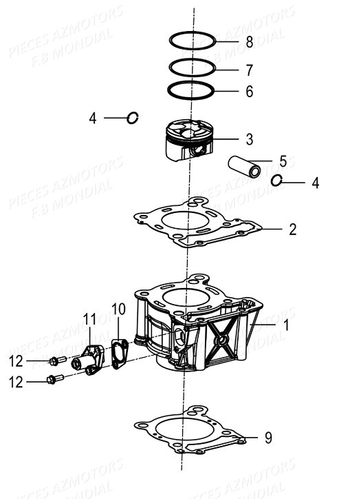 Cylindre Piston FB MONDIAL Pieces SMX 125 ENDURO EU IV FB Mondial Origine