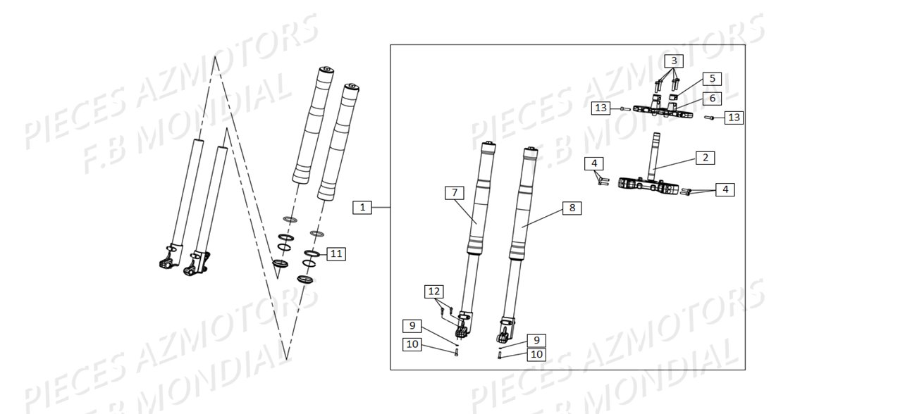 Fourche FB MONDIAL Pieces SMX 125 ENDURO EU IV FB Mondial Origine