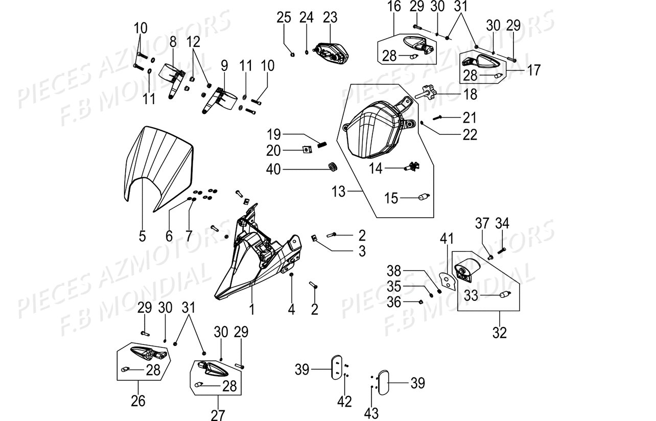 PHARE CLIGNOTANTS FEUX FB MONDIAL SMX 125