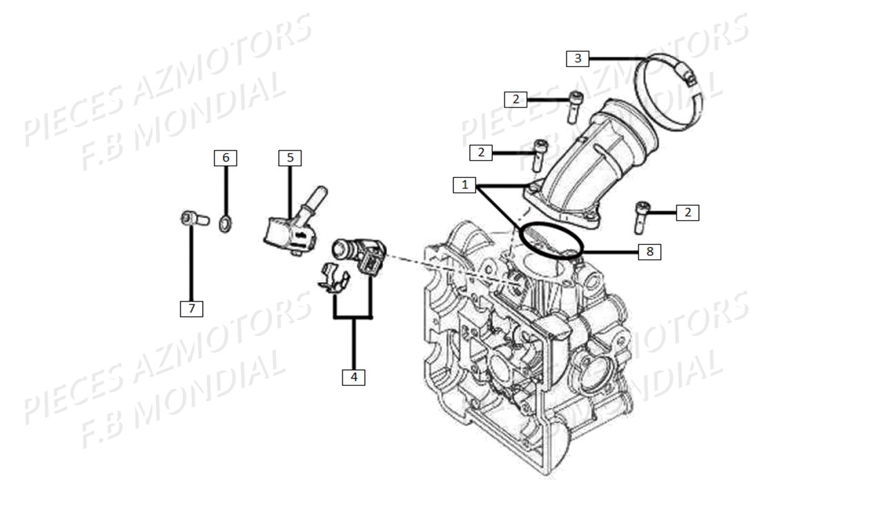 Pipe Admission FB MONDIAL Pieces SMX 125 ENDURO EU IV FB Mondial Origine