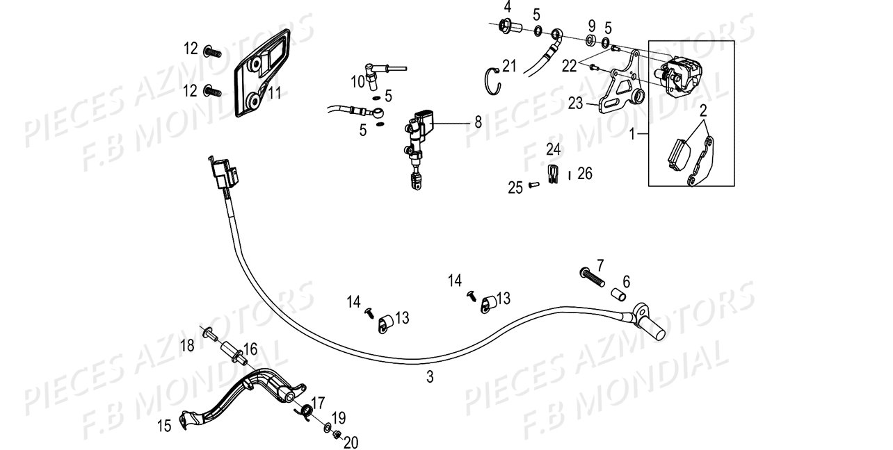 PLAQUETTES_FREIN_AR_PEDALE_DE_FREIN FB MONDIAL Pieces SMX 125 ENDURO EU4 FB Mondial Origine