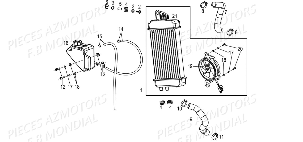 Radiateur FB MONDIAL Pieces SMX 125 ENDURO EU IV FB Mondial Origine