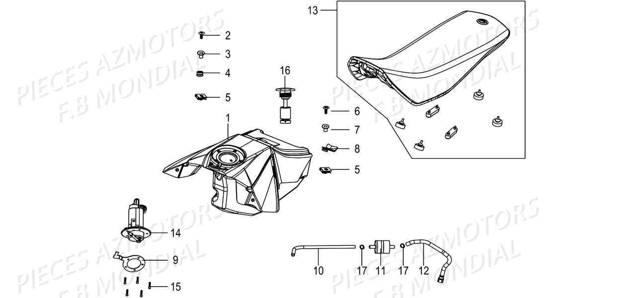 Reservoir A Carburant Selle FB MONDIAL Pieces SMX 125 ENDURO EU IV FB Mondial Origine
