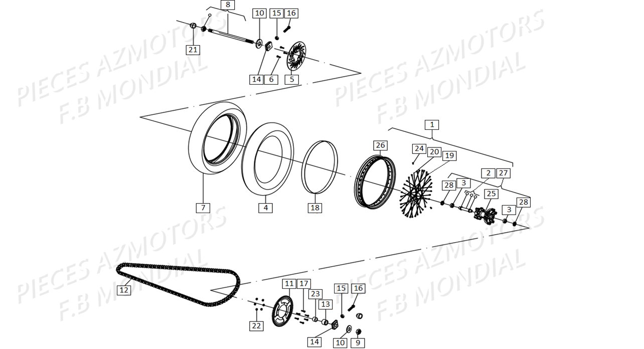 ROUE_ARRIERE FB MONDIAL Pieces SMX 125 ENDURO EU4 FB Mondial Origine