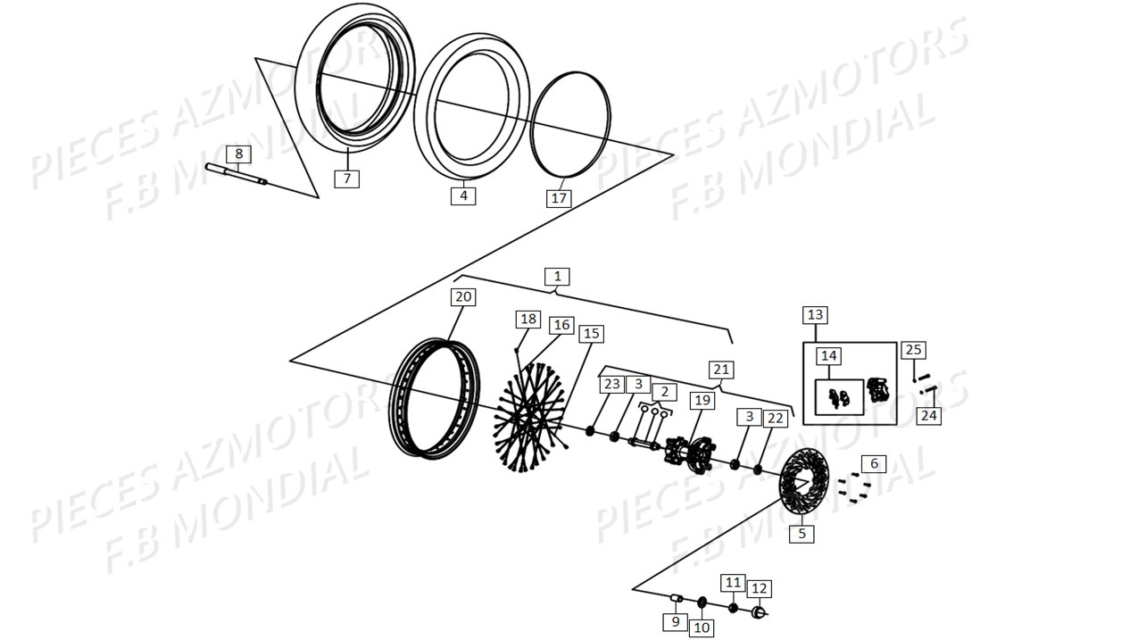 Roue Avant FB MONDIAL Pieces SMX 125 ENDURO EU IV FB Mondial Origine