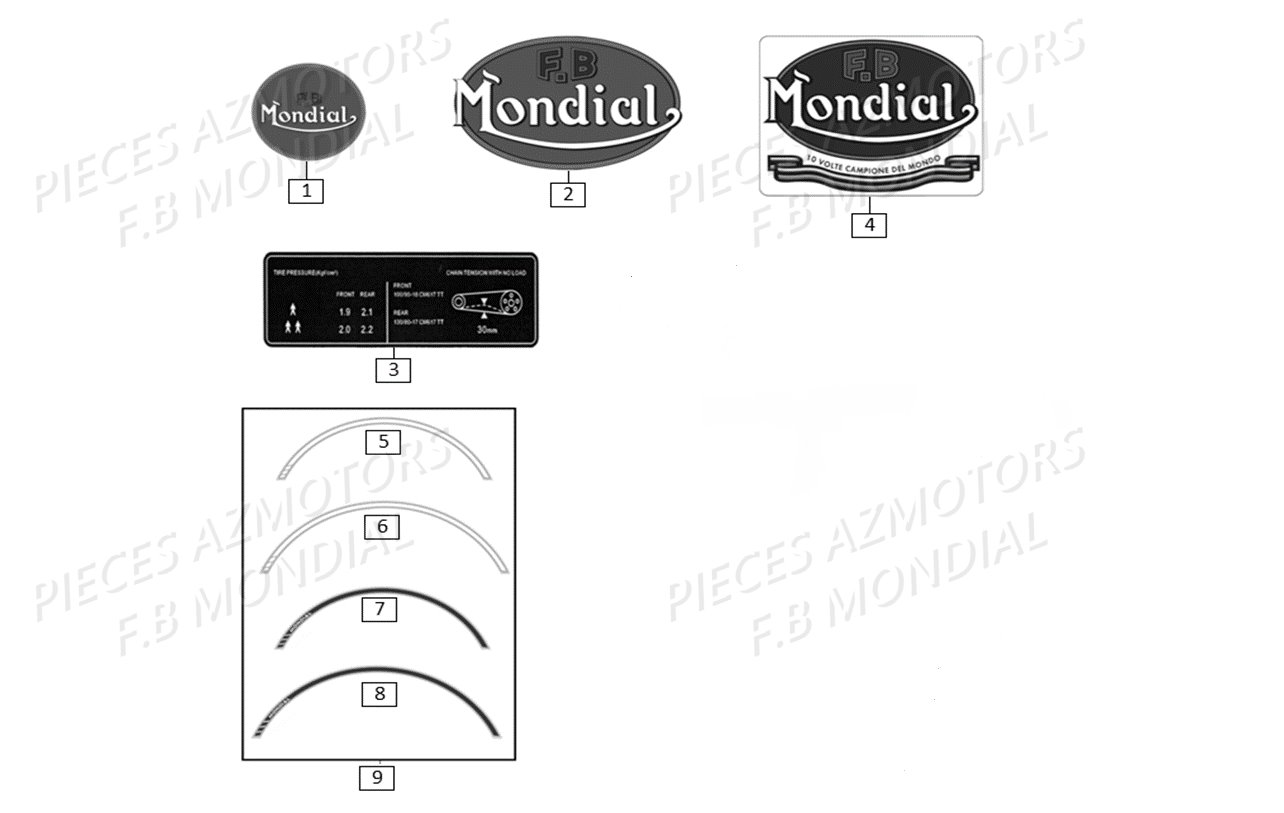 Stickers Logo Smx 125 FB MONDIAL Pieces SMX 125 ENDURO EU IV FB Mondial Origine