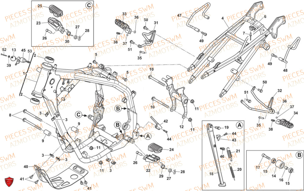 Cadre SWM Pieces SWM Origine SM 125 SUPERMOTARD EURO 5 (2021)

