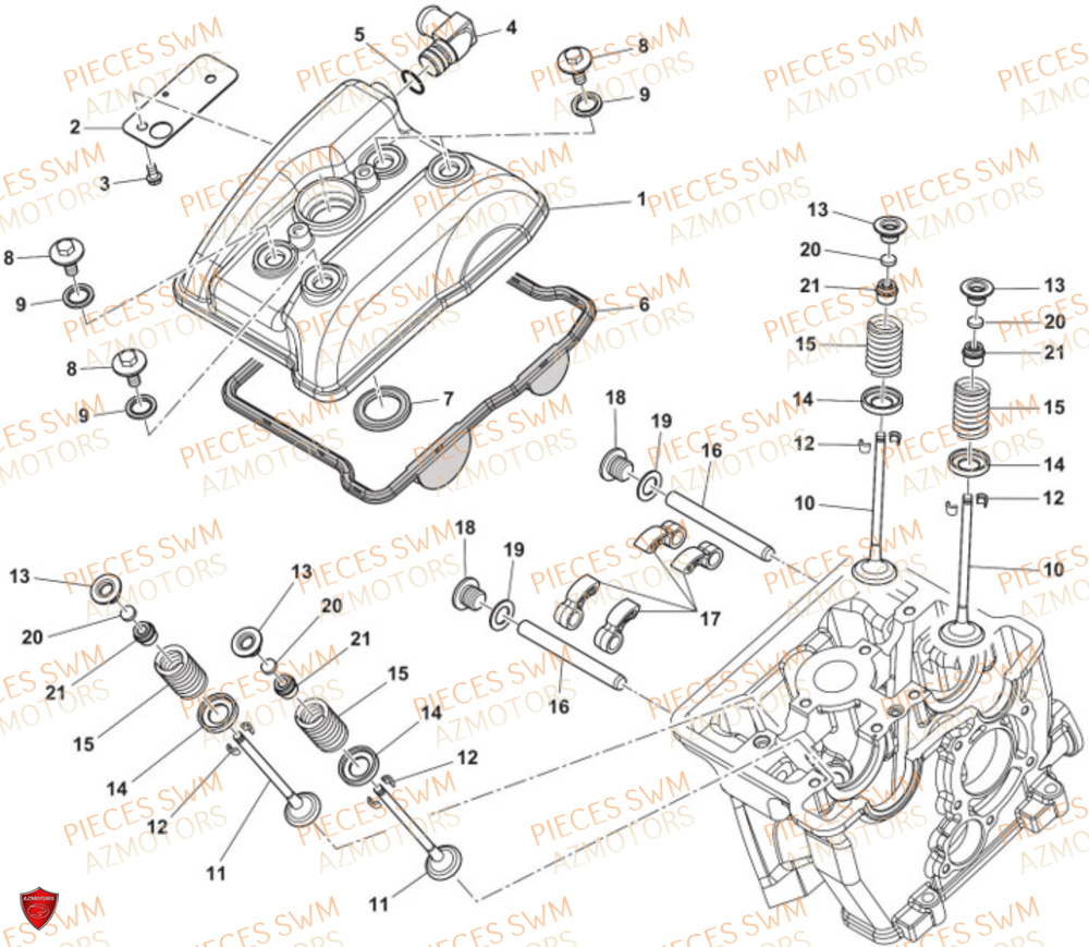 Couvercle Supperieur De Culasse SWM Pieces SWM Origine SM 125 SUPERMOTARD EURO 5 (2021)
