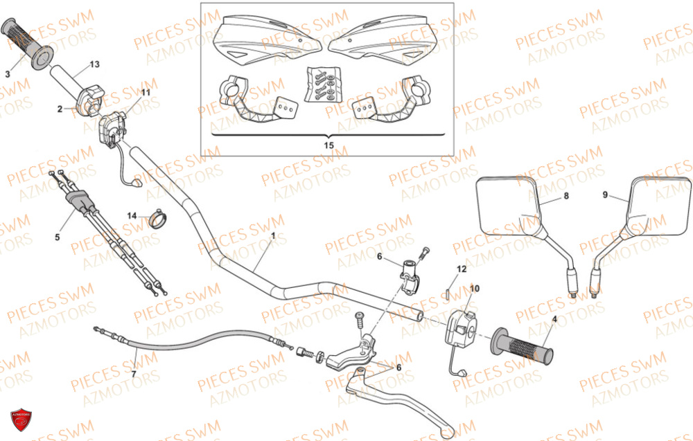 Guidon SWM Pieces SWM Origine SM 125 SUPERMOTARD EURO 5 (2021)
