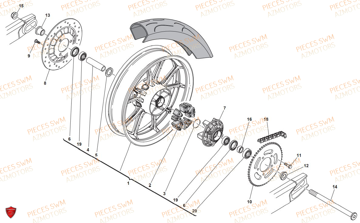 ROUE ARRIERE SWM SM 125 R 2019