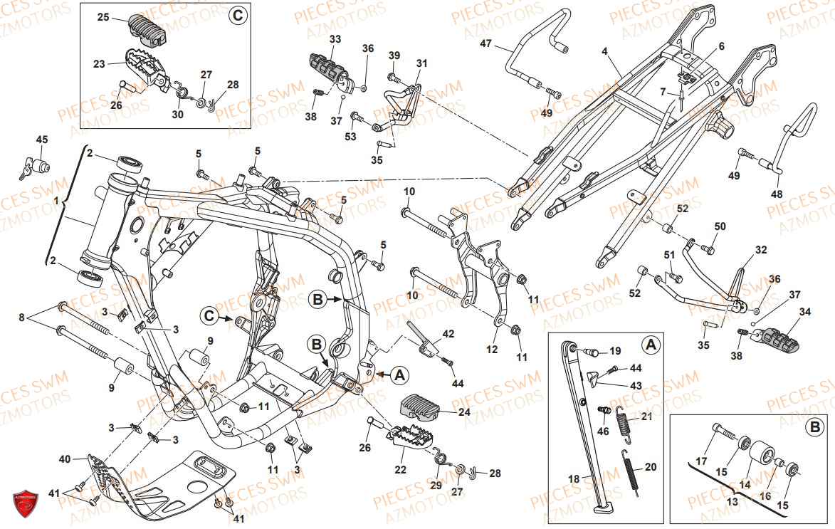 Chassis SWM Pieces SWM Origine SM 125R SUPERMOTARD FACTORY E4(2019)
