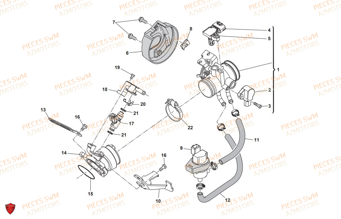 CORPS PAPILLON SWM SM 125 R FACTORY 2019