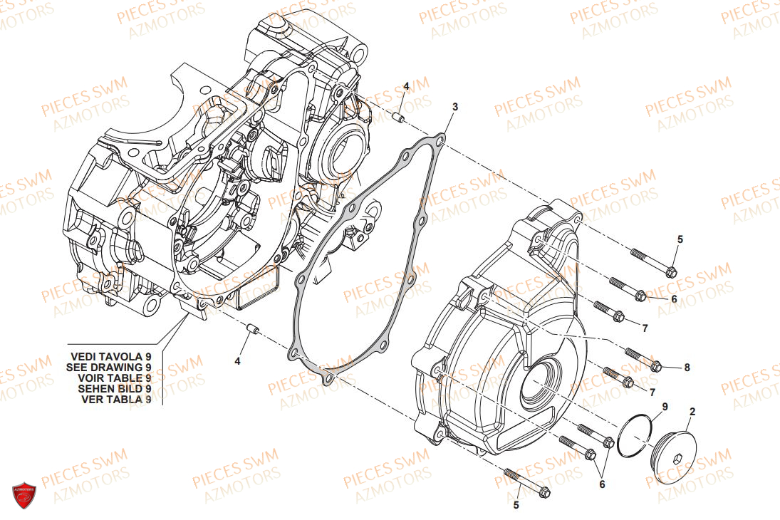 Couvercle Carter Gauche SWM Pieces SWM Origine SM 125R SUPERMOTARD FACTORY E4(2019)
