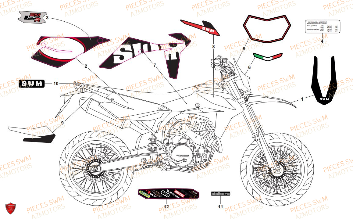 Decors SWM Pieces SWM Origine SM 125R SUPERMOTARD FACTORY E4(2019)
