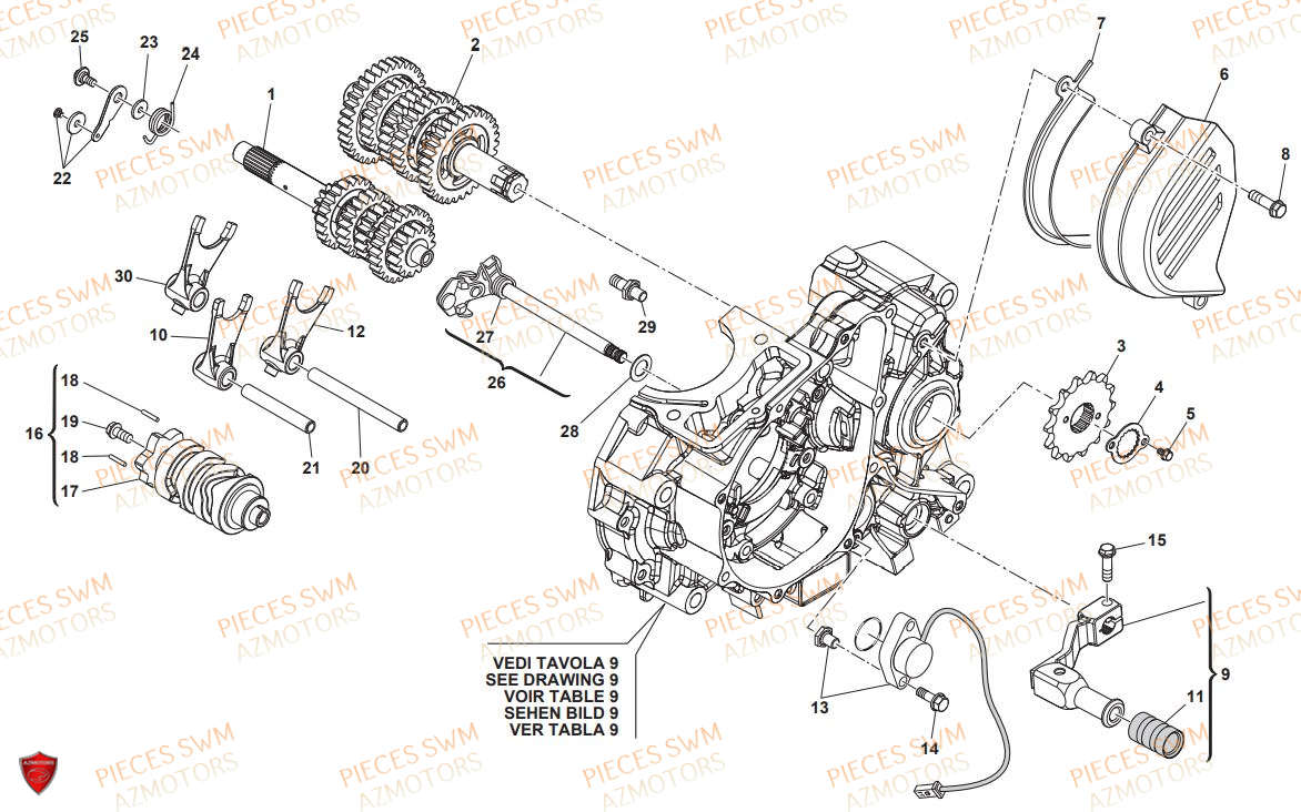 Transmission SWM Pieces SWM Origine SM 125R SUPERMOTARD FACTORY E4(2019)
