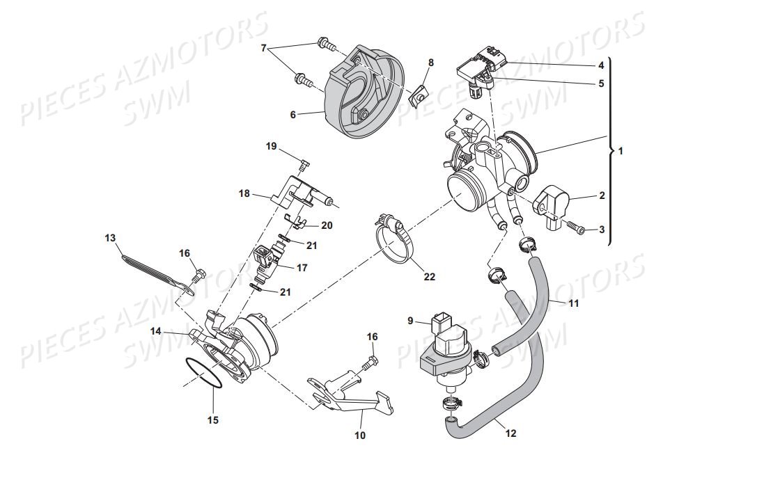 Corps Papillon SWM Pieces SWM Origine SM 125R SUPERMOTARD E4(2017)
