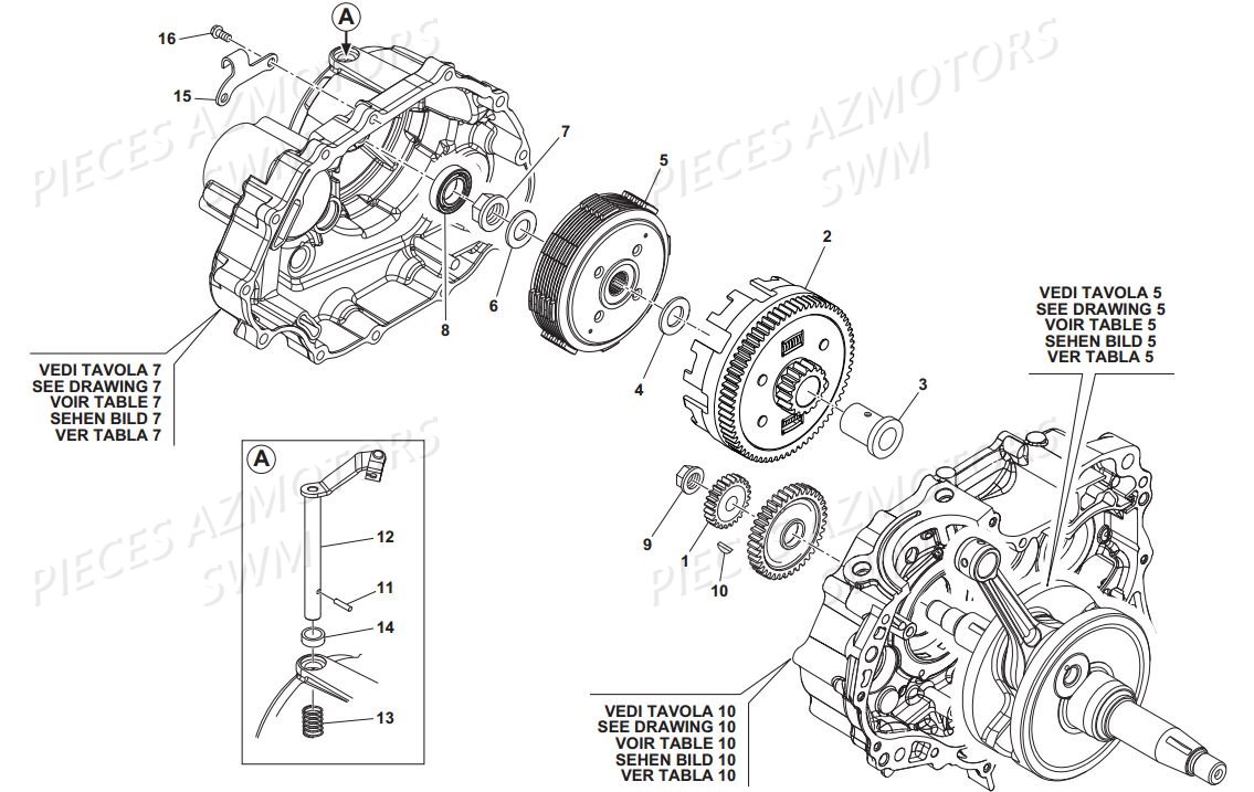 Embrayage SWM Pieces SWM Origine SM 125R SUPERMOTARD E4(2017)
