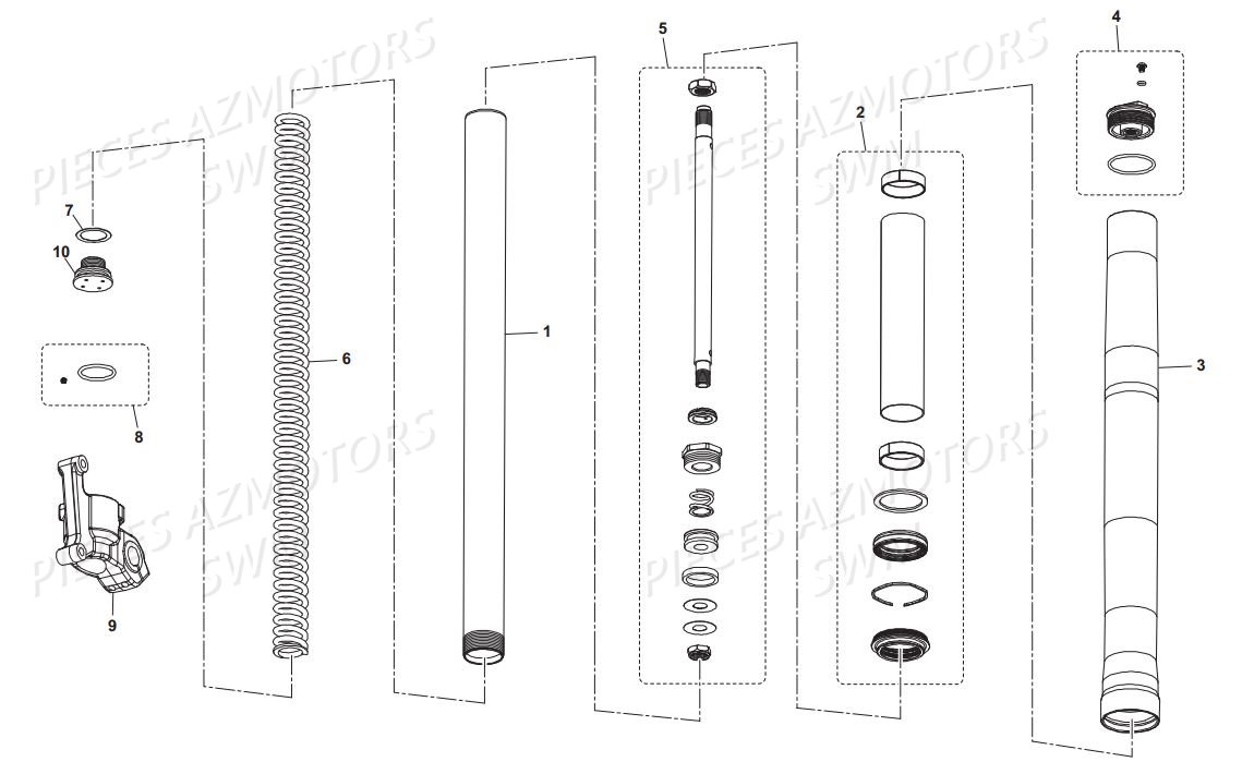 Fourche Gauche SWM Pieces SWM Origine SM 125R SUPERMOTARD E4(2017)
