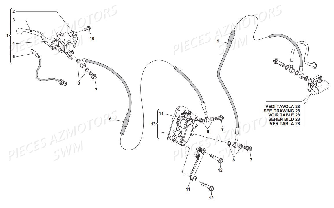 Frein Avant Hydraulique SWM Pieces SWM Origine SM 125R SUPERMOTARD E4(2017)

