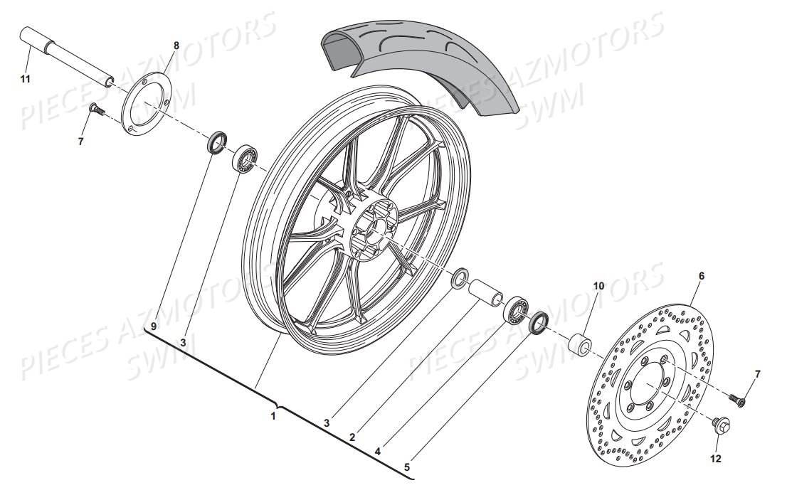 Roue Avant Sm 125r SWM Pieces SWM Origine SM 125R SUPERMOTARD E4(2017)
