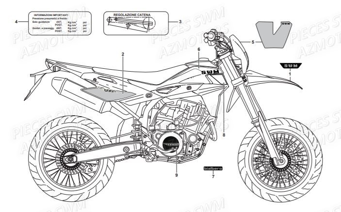 DECORS SWM Pieces SWM Origine ENDURO SM 500R (2016)
