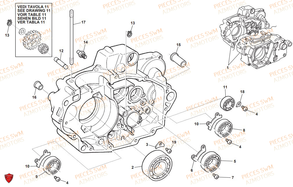 CARTER_DROIT SWM Pieces SWM Origine ENDURO SM 500R (2018)
