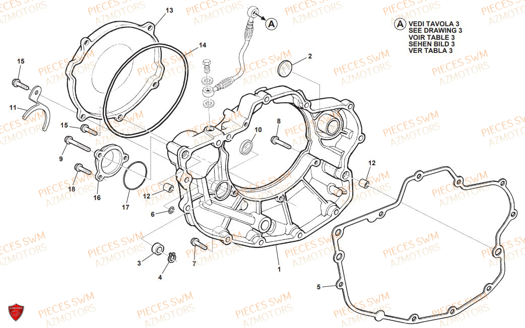 Couvercle Carter SWM Pieces SWM Origine SM 500R (2018)
