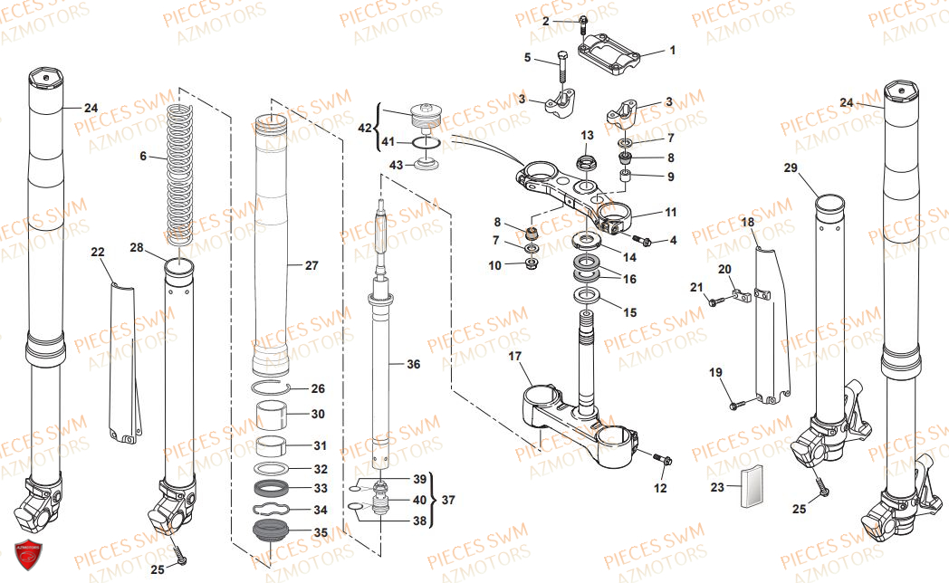 Fourche SWM Pieces SWM Origine SM 500R (2018)
